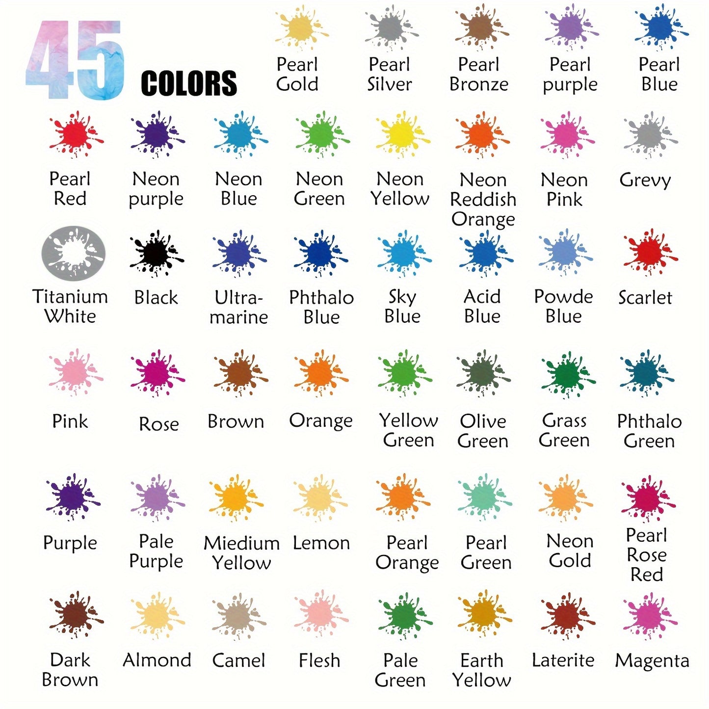 SOTISI 45 Piece Airbrush Propylene Liquid Paint Set