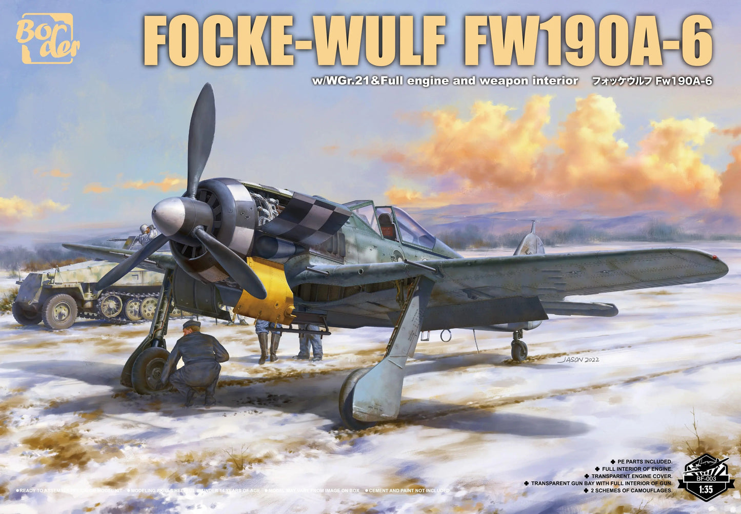 Border | BF-003 Focke-Wulf FW-190A-6 w/Wgr. 21 & Full engine and weapons interior 1:35 Model Kit