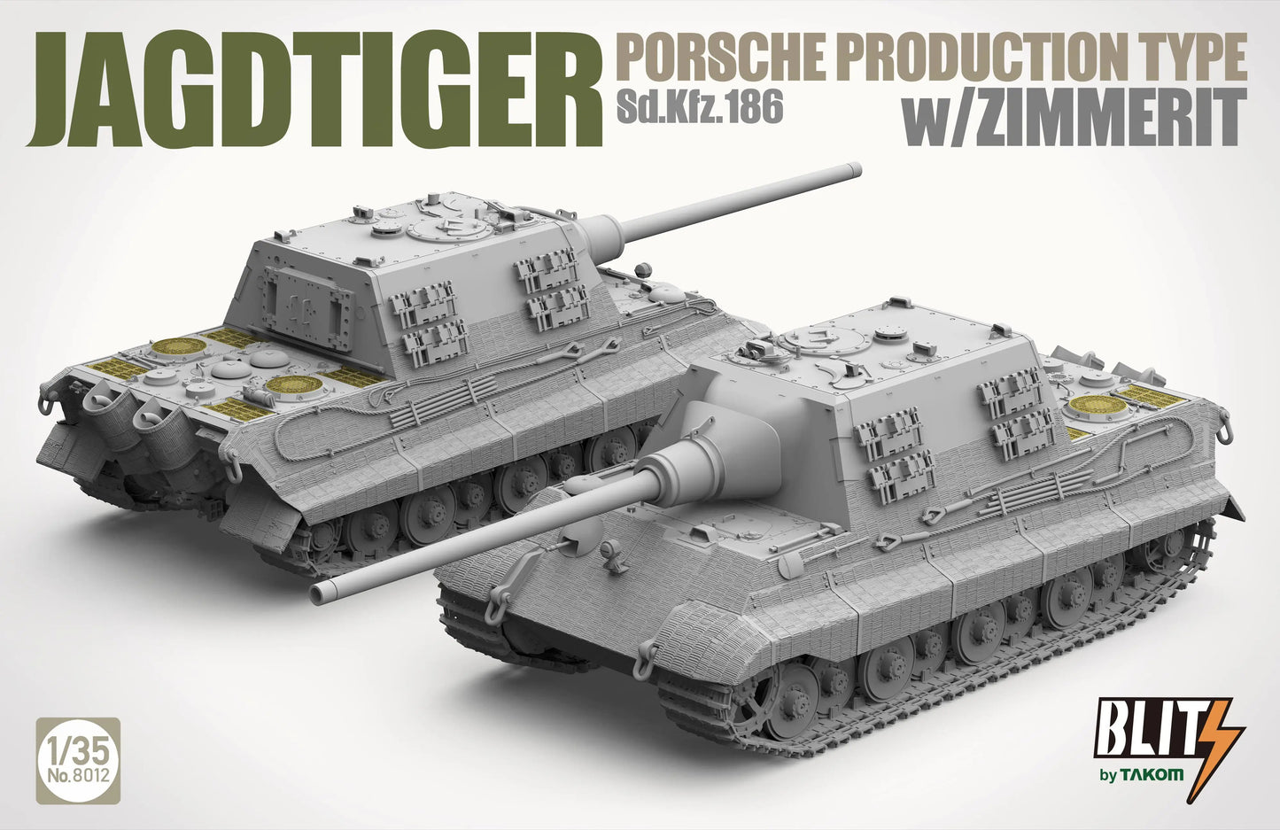 TAKOM Blitz | 8012 Jagdtiger Sd.Kfz. 186 Porsche production type w/Zimmerit 1:35 Model Kit