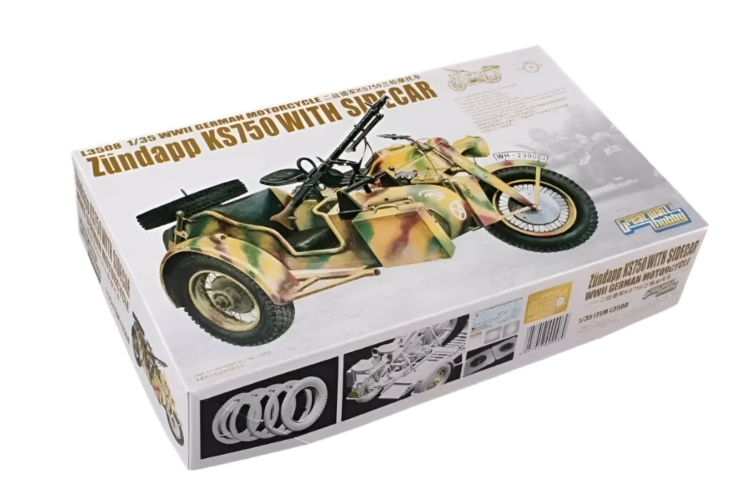 GWH | L3508 WWII German Motorcycle Zündapp KS750 with Sidecar 1:35 Model Kit