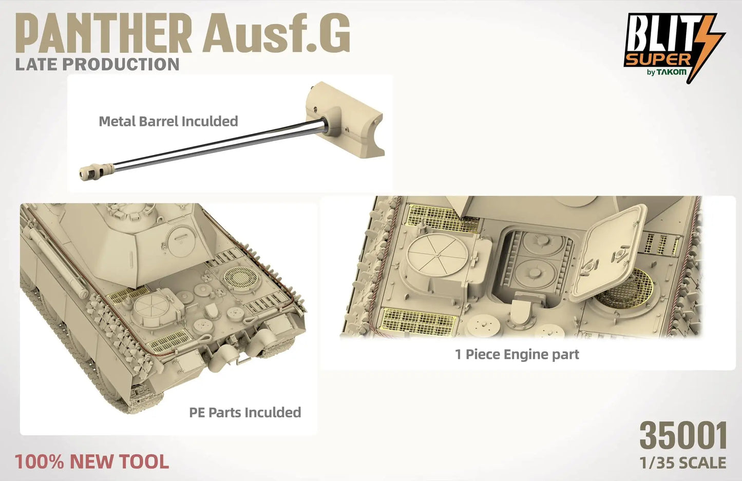 Takom | 35001 Panther Ausf.G Late Production (Super Blitz) 1:35 Model Kit
