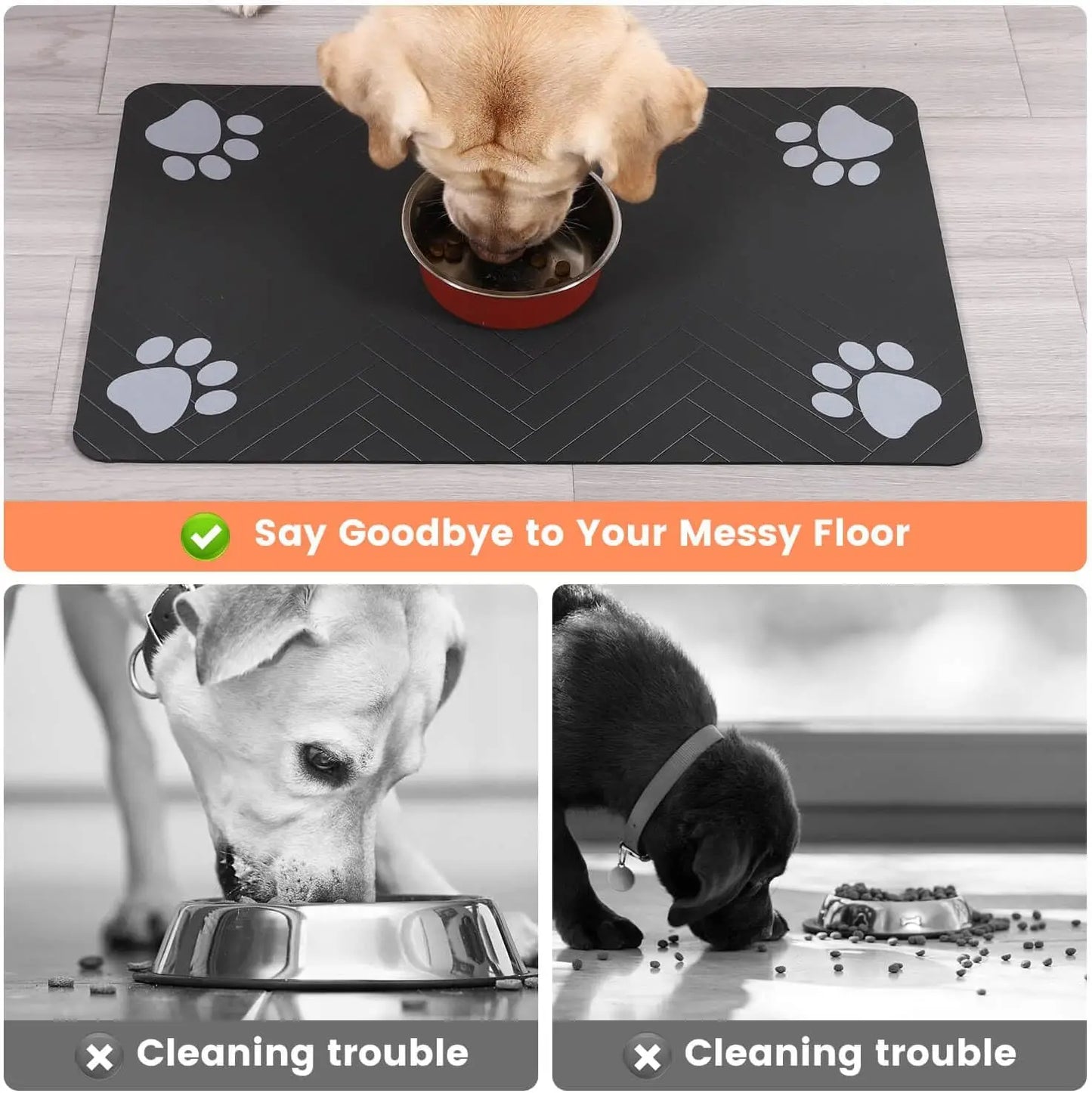 Absorbent Pet Feeding Mat with Waterproof Rubber Backing