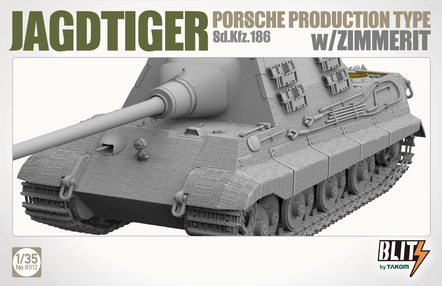 TAKOM Blitz | 8012 Jagdtiger Sd.Kfz. 186 Porsche production type w/Zimmerit 1:35 Model Kit