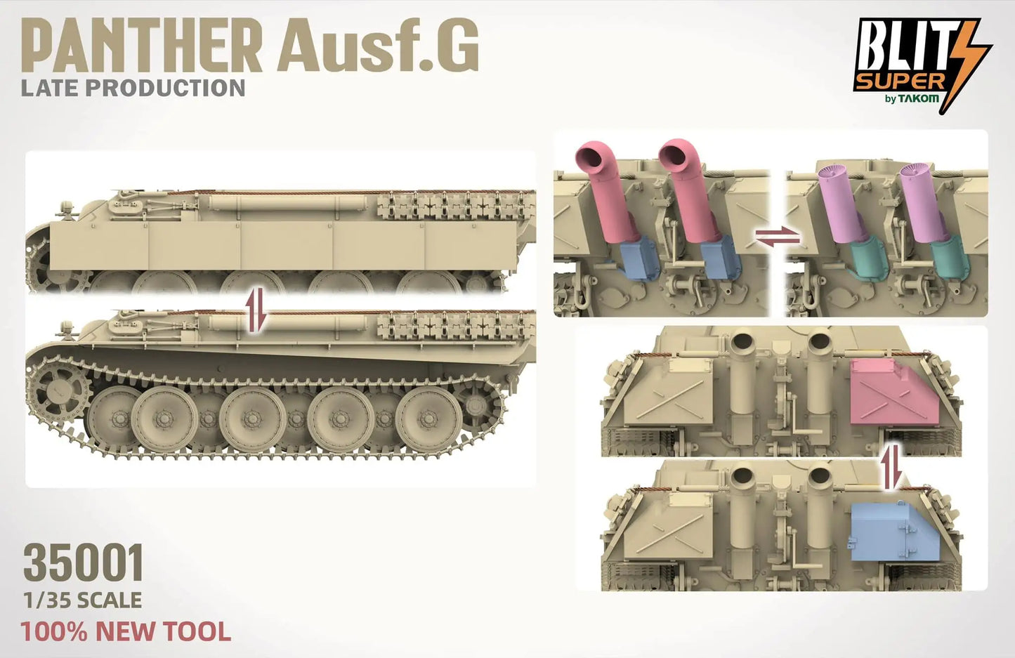 Takom | 35001 Panther Ausf.G Late Production (Super Blitz) 1:35 Model Kit
