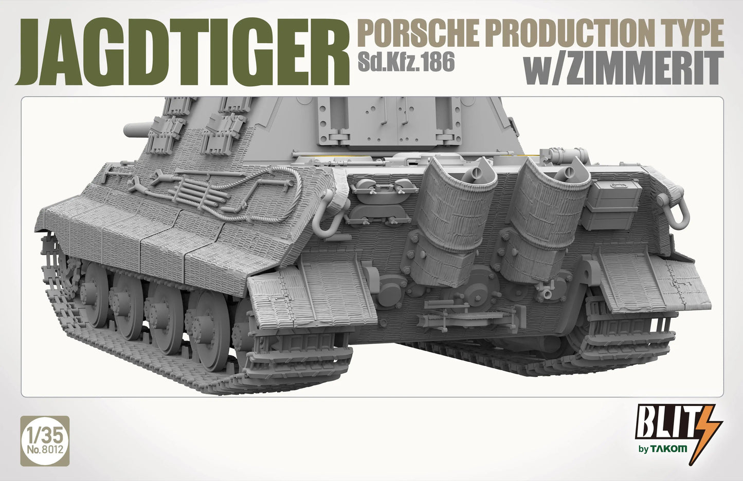 TAKOM Blitz | 8012 Jagdtiger Sd.Kfz. 186 Porsche production type w/Zimmerit 1:35 Model Kit