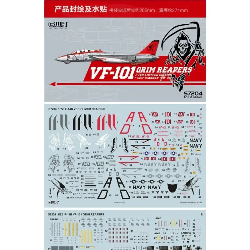 GWH | S7204 VF-101 Grim Reapers F-14B Limited Edition 1:72 Model Kit