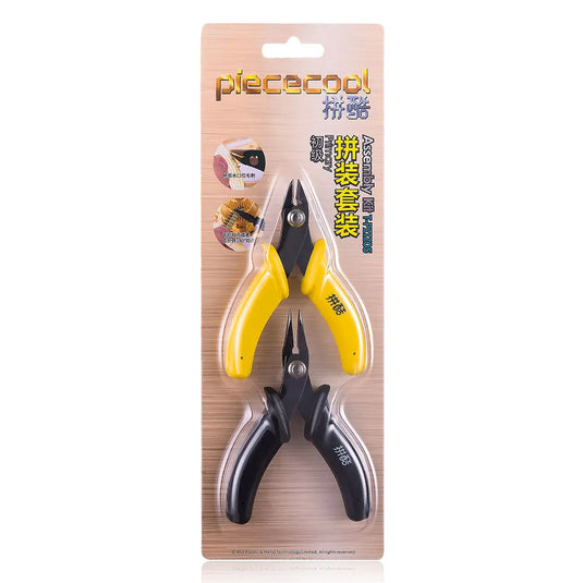 Pair of pliers with packaging featuring the brand 'piececool' on a beige background.
