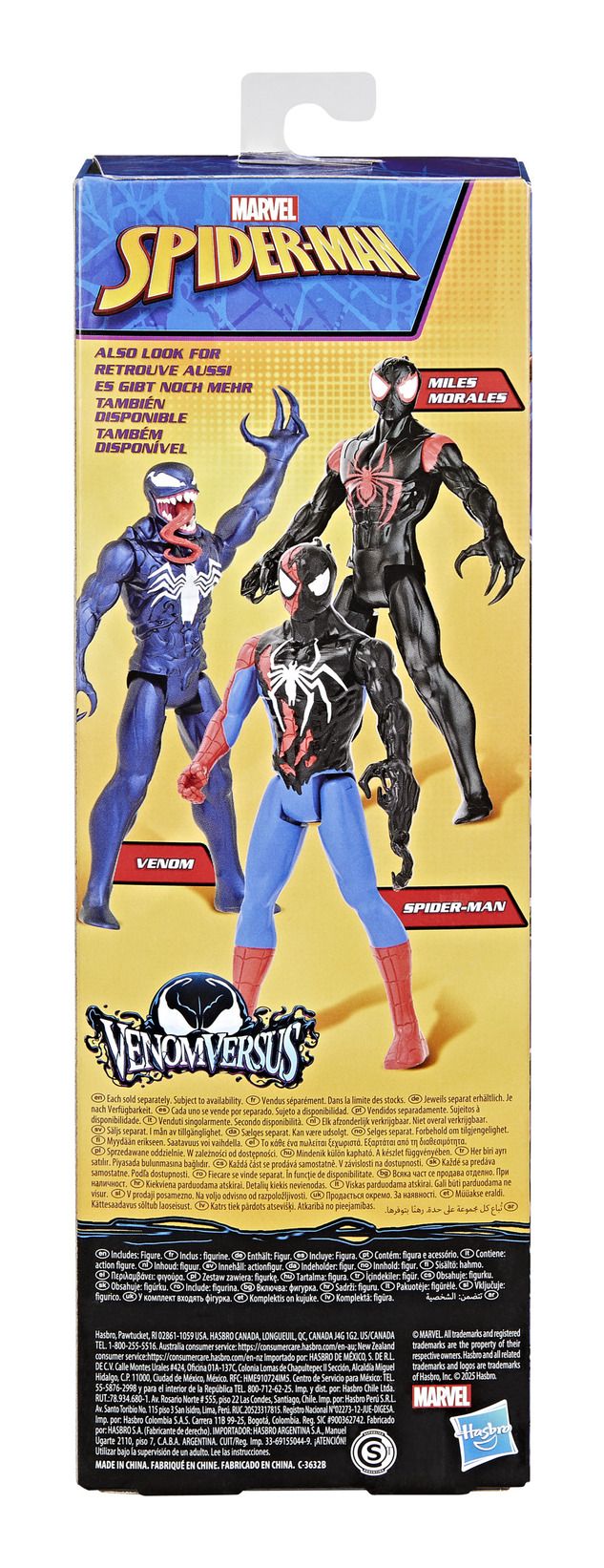 Spiderman vs Venom - Miles Morales 12 Inch (30cm) Figure Marvel Spider-Man action figure packaging featuring Spider-Man and Venom.