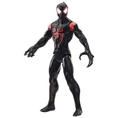 Spiderman vs Venom - Miles Morales 12 Inch (30cm) Figure Black spider-themed action figure on a white background