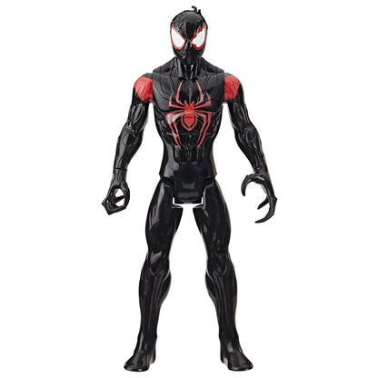 Spiderman vs Venom - Miles Morales 12 Inch (30cm) Figure Spider-Man action figure in black and red suit on a white background