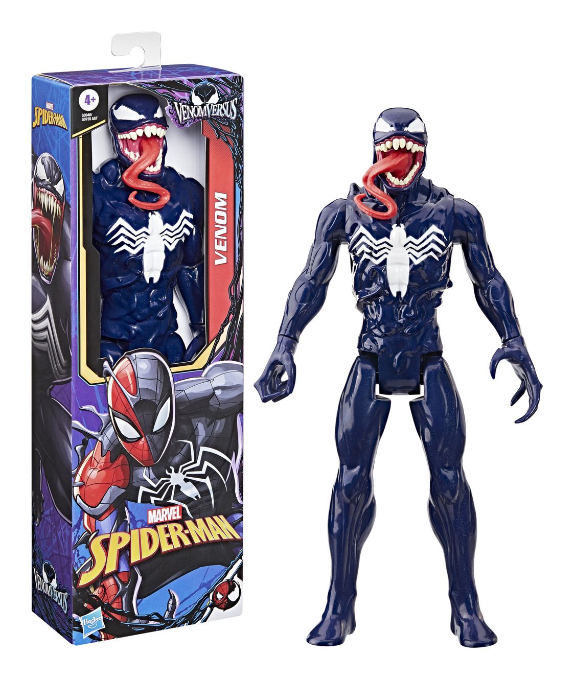 Spiderman vs Venom - Venom 12 Inch (30cm) Figure Venom action figure with packaging featuring Spider-Man logos on a white background