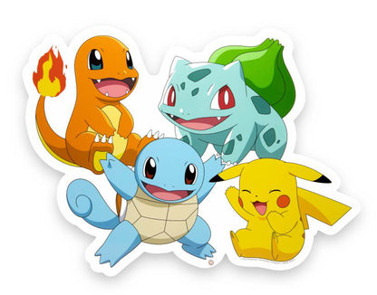 Pokémon Pikachu and Pokémon Starters Light-Up Neon Style Four cartoon characters from a popular animated series on a white background