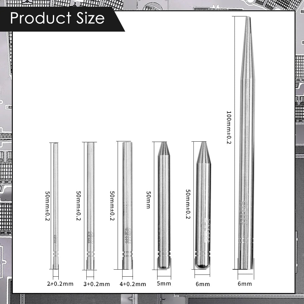 Measurement chart of various metal nozzles with dimensions labeled.