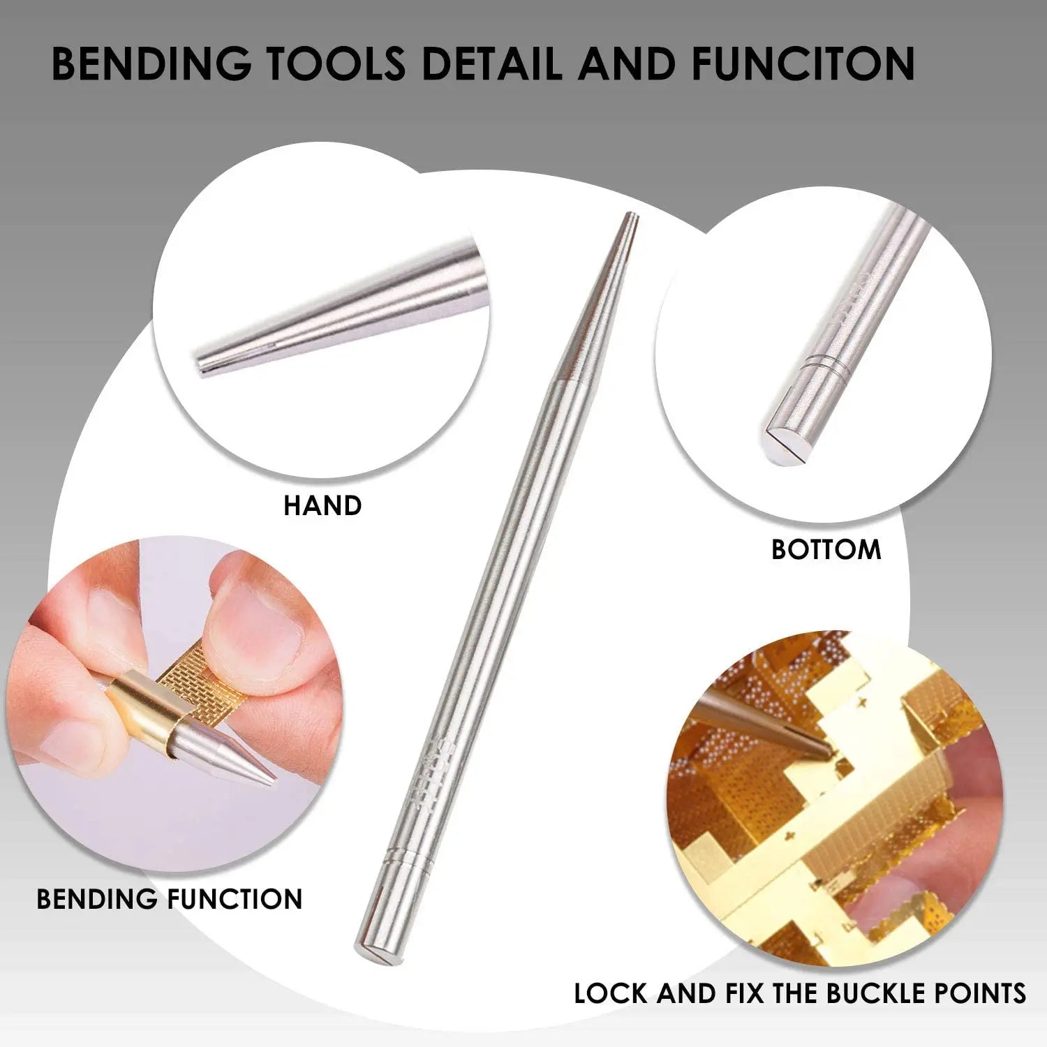 Bending tool with close-up details on a gray background