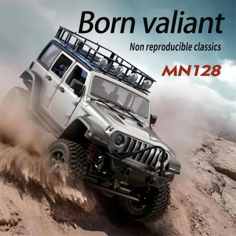 Off-road vehicle in a desert setting with 'Born valiant' branding.