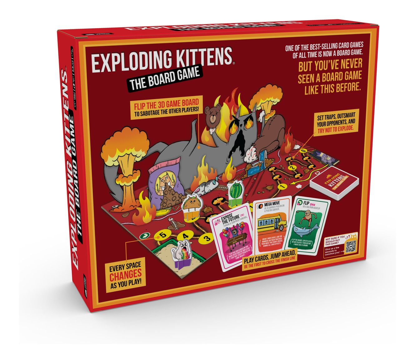 Exploding Kittens The Board Game  Box of Exploding Kittens board game on a white background