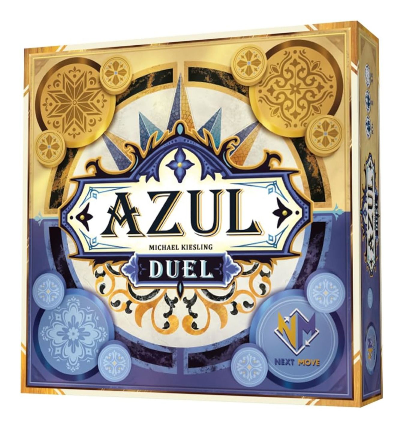 Azul Duel Tile Laying Tactical Strategy Board Game Board game box for 'Azul Duel' with decorative gold and blue design.