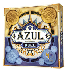 Azul Duel Tile Laying Tactical Strategy Board Game Board game box for 'Azul Duel' with decorative gold and blue design.