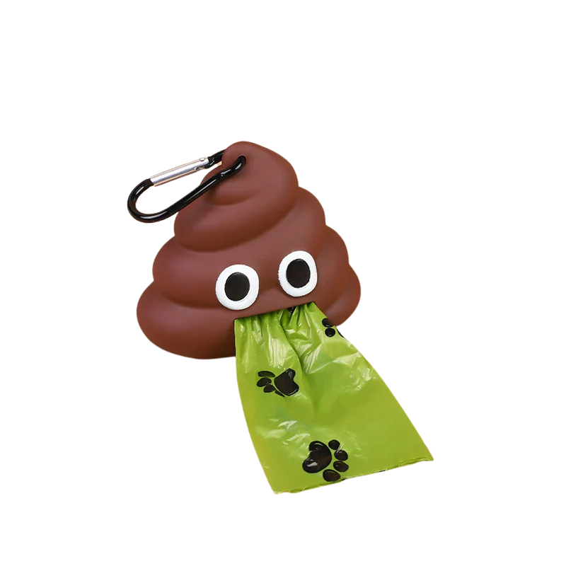 Tragbarer Hundekotbeutelspender mit Poop Emoji