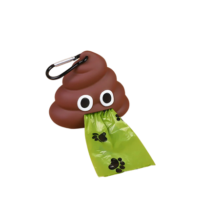 Tragbarer Hundekotbeutelspender mit Poop Emoji