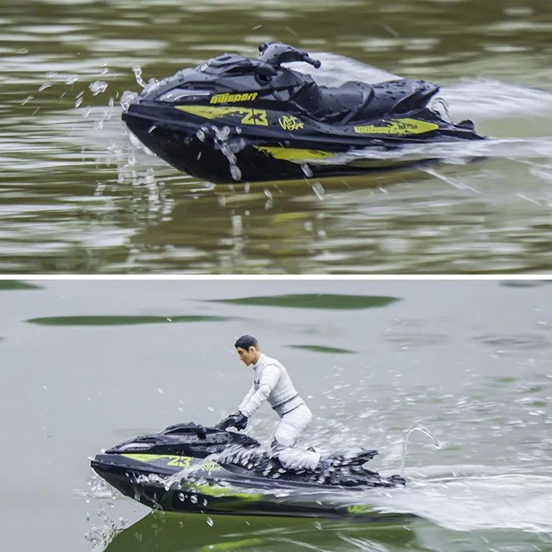 Figure riding on UDI023 Pro High-Speed RC Speedboat 2.4G