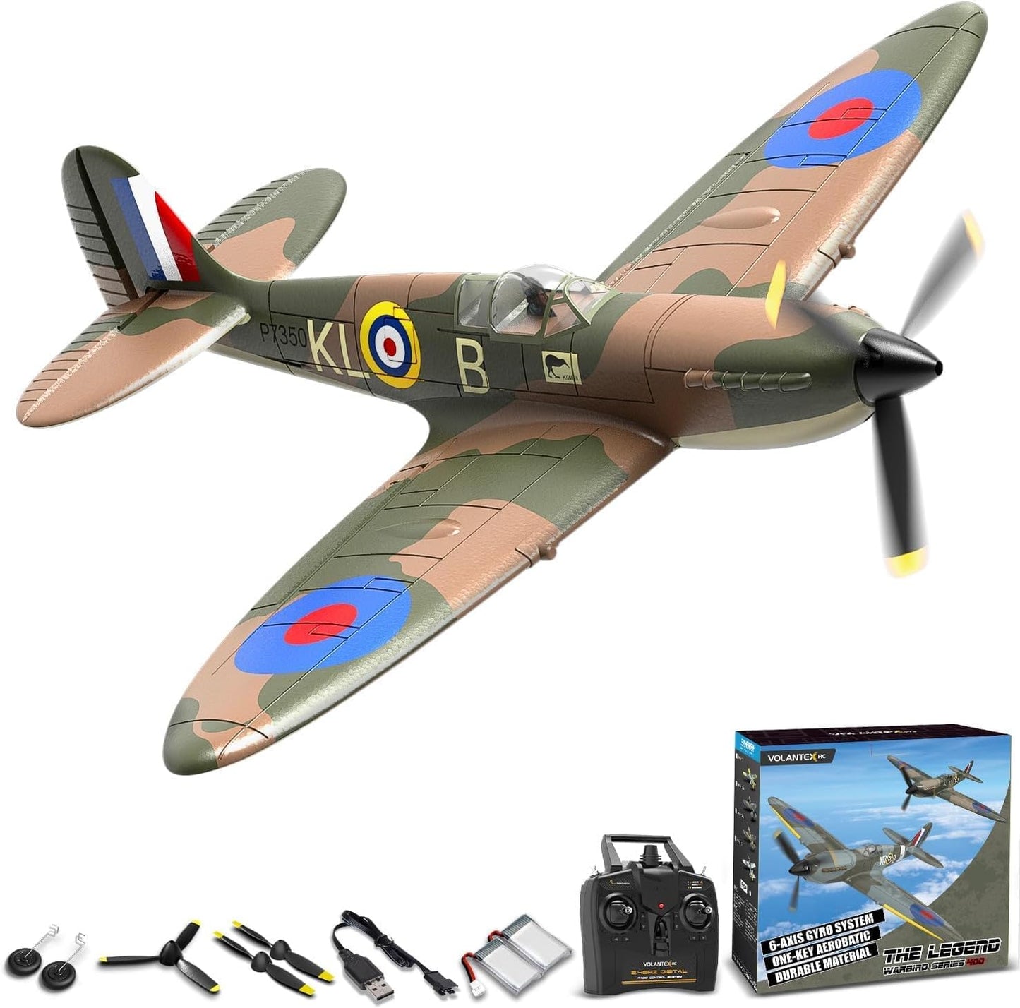 VolantexRC Spitfire RC Plane V1 2.4GHz 4CH RTF XPILOT Stabilisation