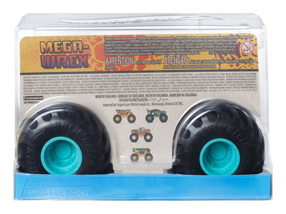 1:24 Hot Wheels Monster Trucks Oversized Mega Wrex Diecast Vehicle  Packaged toy monster truck wheels with 'Megawrex' branding on a clear background