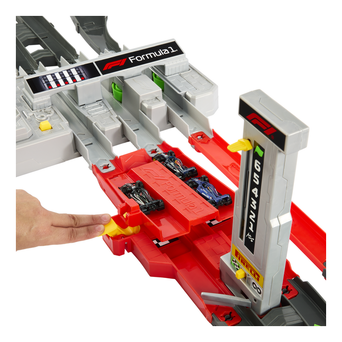 Hot Wheels Racing Grand Prix Racing Circuit Track Set  Toy race track set with Formula 1 branding on a white background