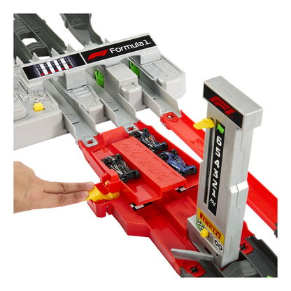 Hot Wheels Racing Grand Prix Racing Circuit Track Set  Toy race track set with Formula 1 branding on a white background