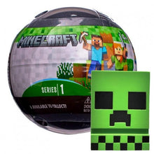 Minecraft Mashems Collectable Squishy Characters Minecraft toy figure packaging with a green and black pixelated face design.