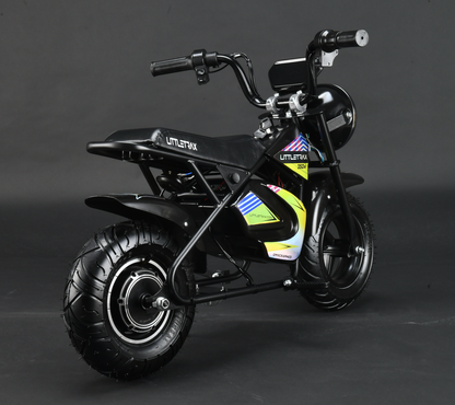 Littletrax 350W Kids Electric BikeBlack children's electric bike with visible branding on a dark background