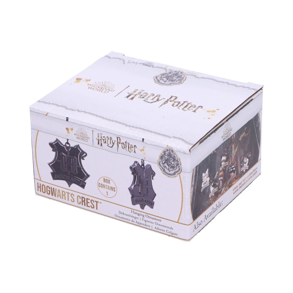 Box of Harry Potter Hogwarts Crest-themed products on a white background