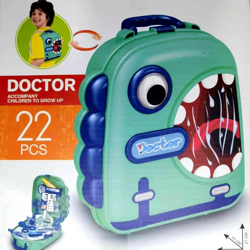 Toy doctor kit with monster design on a white background