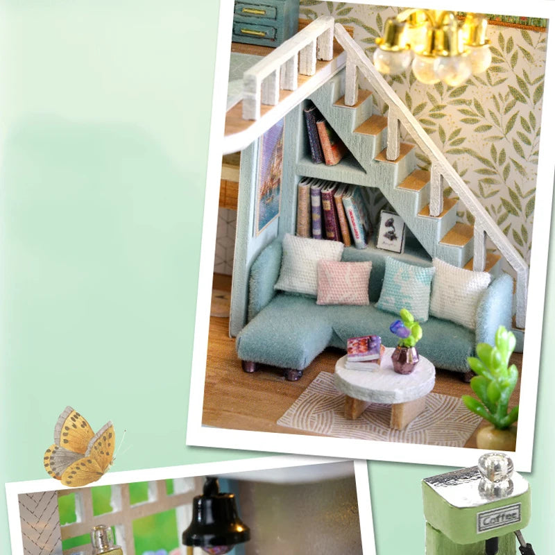 Cosyville Pale Blue Lily Home DIY Wooden Dollhouse