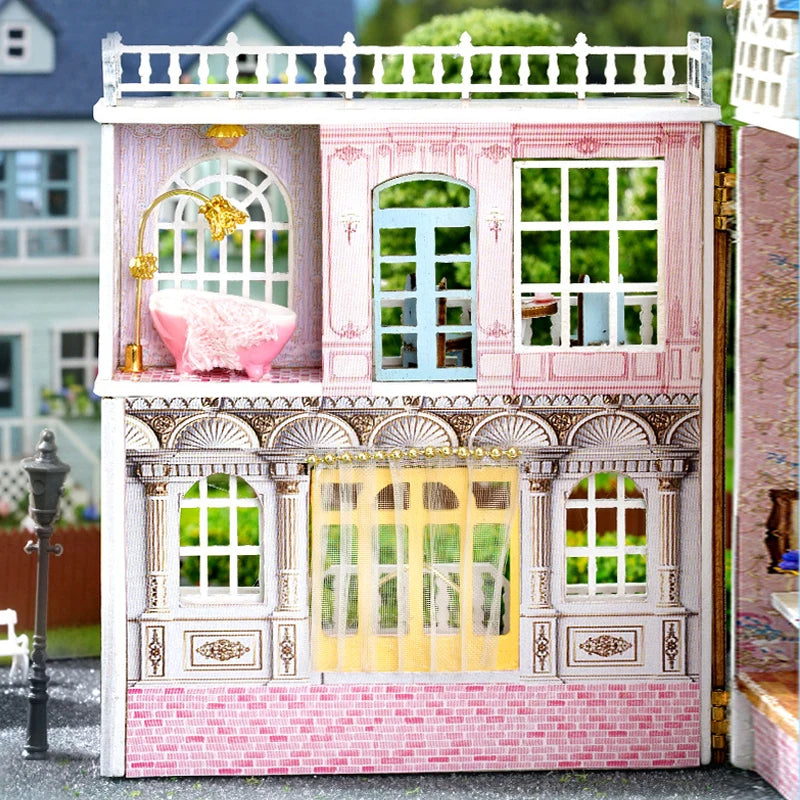 Cosyville Grand Hotel Pink DIY Wooden Dollhouse