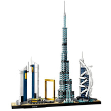 A building block set depicting the skyline of Dubai, with iconic landmarks such as the Burj Khalifa and the Burj Al Arab represented.