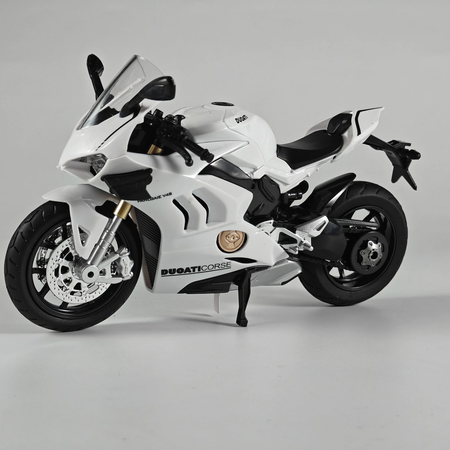 1:12 Scale Ducati V4S Motorcycle Diecast Sound And Light Model white