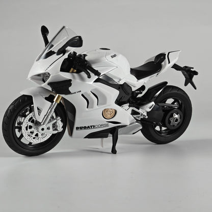1:12 Scale Ducati V4S Motorcycle Diecast Sound And Light Model white