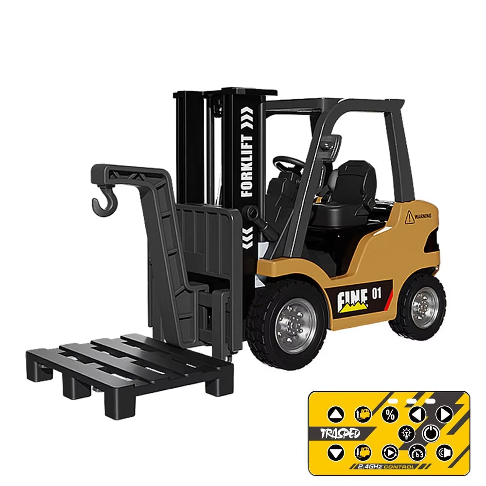 NEXUS RC 1/64 Scale Mini RC Forklift Truck 2.4GHz Controller Toy forklift with remote control on a white background