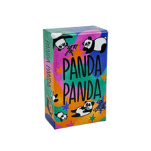 Colorful box of 'Panda Panda' with panda illustrations on a white background