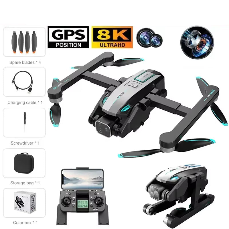 S188 Pro Quadcopter Drone 5G 8K Dual Camera White