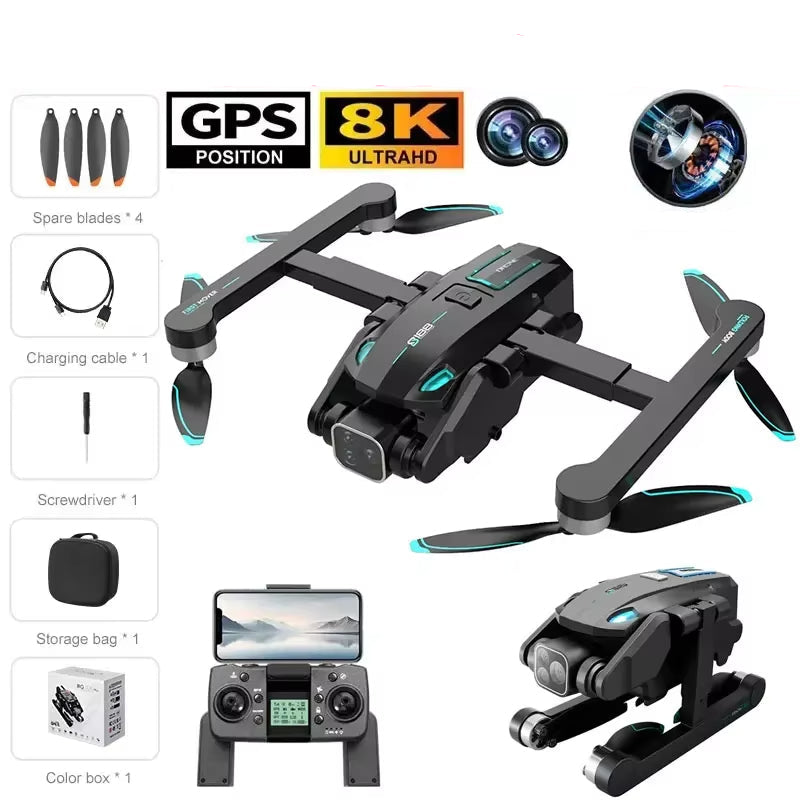 S188 Pro Quadcopter Drone 5G 8K Dual Camera Black