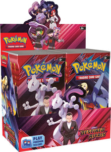 Pokémon TCG Scarlet & Violet Destined Rivals Booster Pack trading card game packaging with characters and branding.
