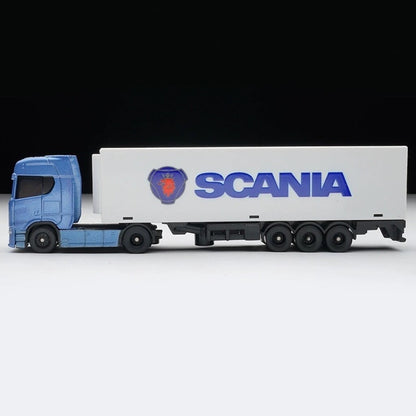 Model truck with Scania branding on a white background