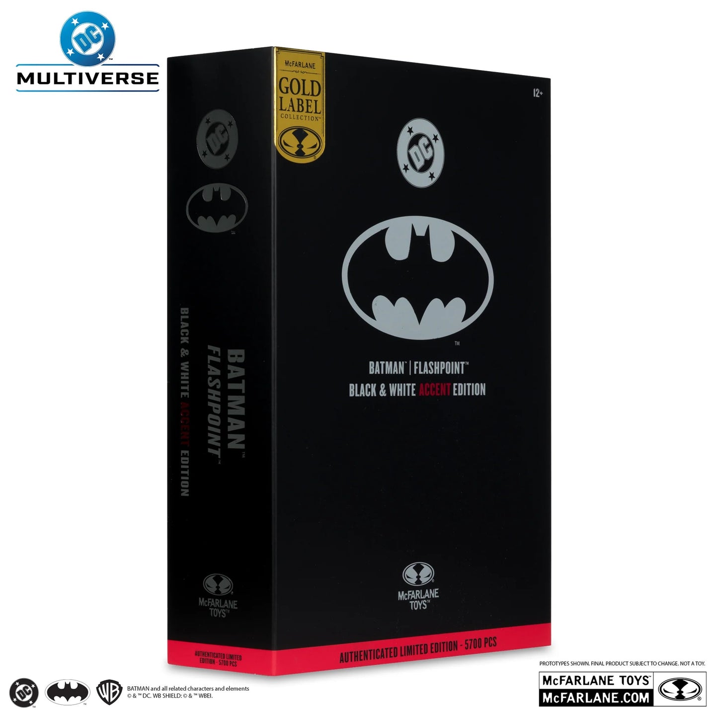 Black box with Batman logo and 'Multiverse' branding on a white background