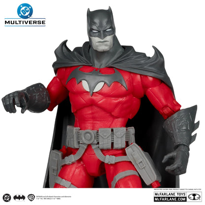 Action figure of a superhero in red and black costume with 'Multiverse' branding.