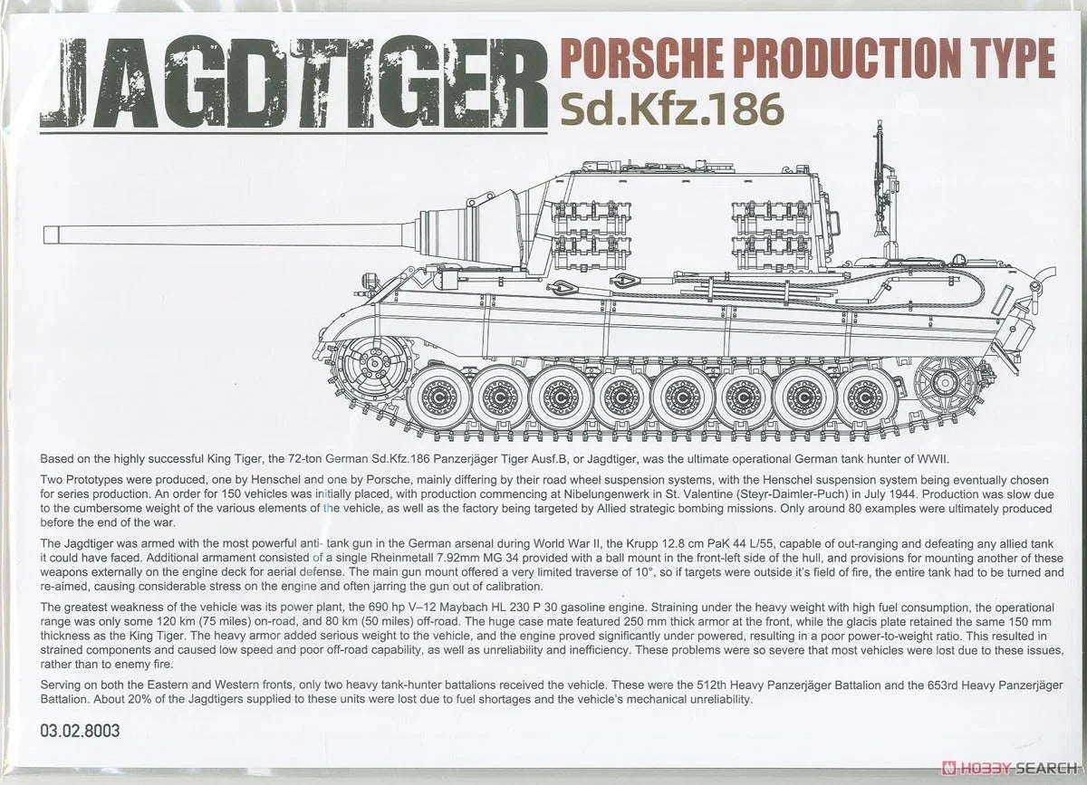 TAKOM | 8003 Jagdtiger Sd.Kfz. 186 Porsche Production type (Blitz) 1:35 Model Kit