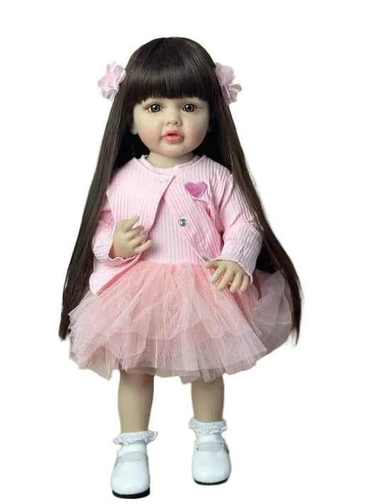 BZDOLL Signature Dress Up Lifelike Fashion Doll with Long Brunette Hair