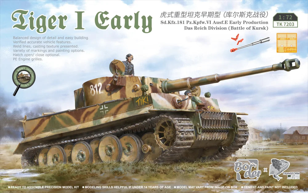 Border | TK 7203 Tiger I Early Sd.Kfz.181 Pz.Kpfw.VI Ausf.E Early Production Das Reich Division 1:72 Model Kit