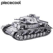 Model tank toy with 'piececool' branding on a white background